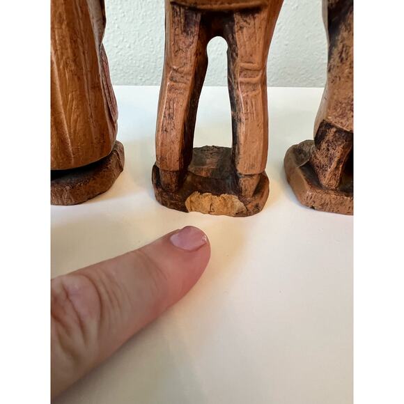 Vintage ANRI or SYROCO Style Hand Carved Wooden Figurine Folk Art Lot of 4 - Picture 4 of 8